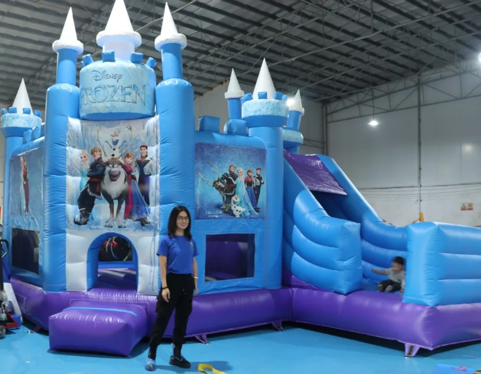 YIC factory quality control inspection before delivery of a commercial inflatable