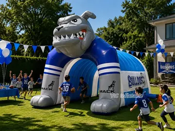 shark themed branded inflatable display rear view