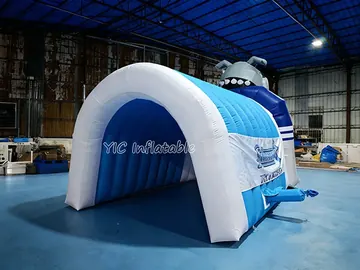 shark themed branded inflatable display detail view