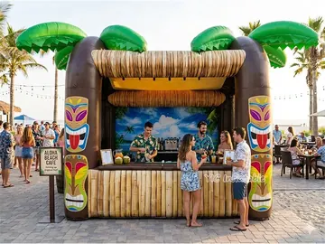 tropical themed branded inflatable display rear view
