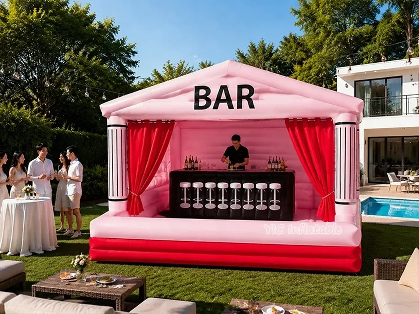 custom branded inflatable display front view
