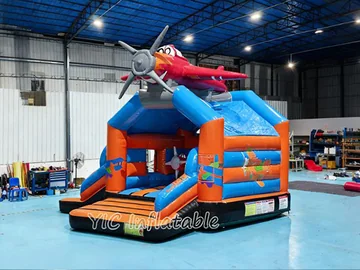 aircraft themed inflatable bounce-and-slide attraction detail view