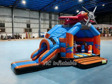 aircraft themed inflatable bounce-and-slide attraction detail view