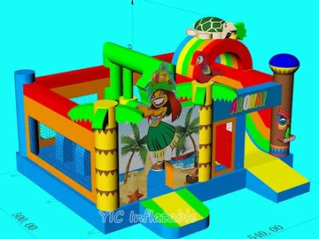 Luau Themed Bounce House commercial attraction view