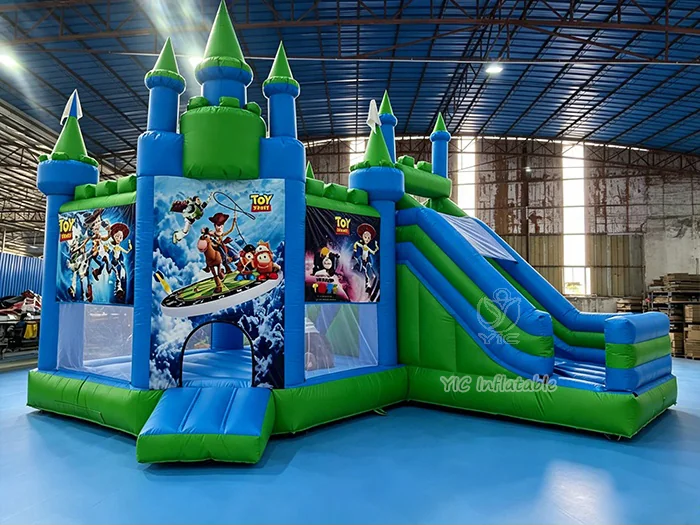 Commercial Castle Bounce House with Slide front view