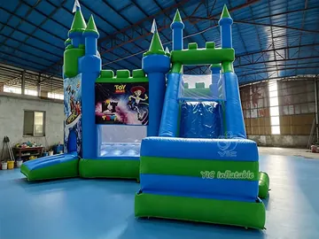 Commercial Castle Bounce House with Slide detail view