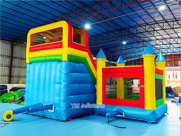 Blue Yellow Inflatable Castle Combo with Slide detail view
