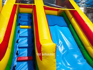 Blue Yellow Inflatable Castle Combo with Slide commercial attraction view