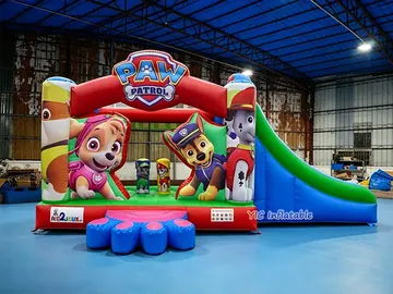 paw patrol themed inflatable bounce-and-slide attraction rear view