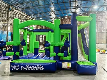 Colorful Inflatable Bounce House Combo with Slide front view