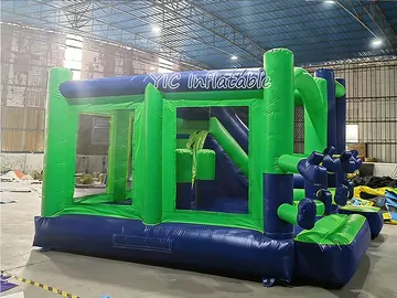 Colorful Inflatable Bounce House Combo with Slide play layout