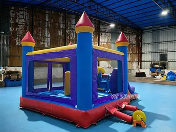 Colorful Triple-lane Castle Bounce House Combo detail view