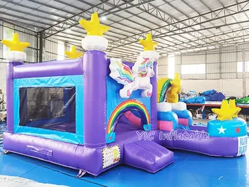 Unicorn Bounce House Slide Combo side view
