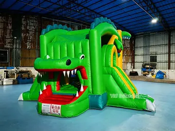 Crocodile Bounce House Combo with Slide side view