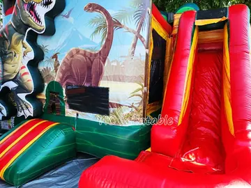 Dinosaur Adventure Bounce House Combo with Slide detail view
