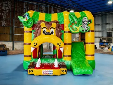 Lion King Bounce House Combo with Slide side view