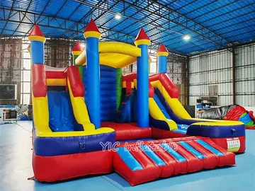 Dual-lane Castle Bounce House Combo front view