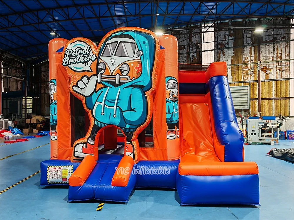 Hip Hop Bounce House with Slide front view