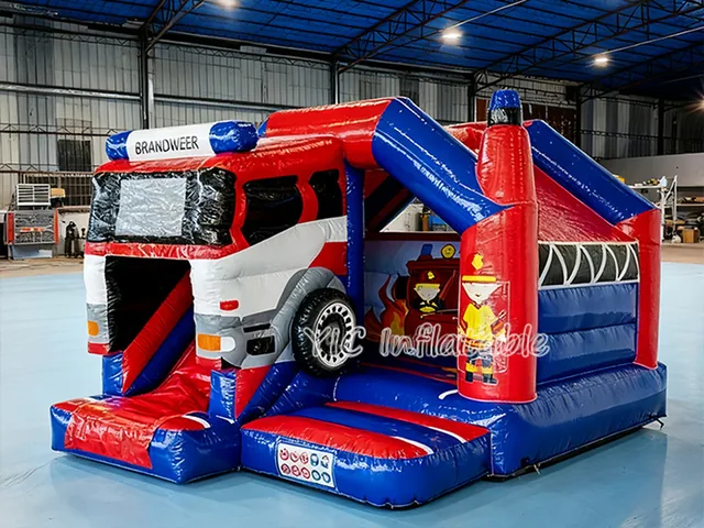 Firefighter Inflatable Bounce House Combo with Slide product image