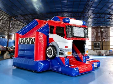 Firehouse Combo Bounce House side view