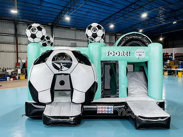 football themed inflatable bounce-and-slide attraction detail view