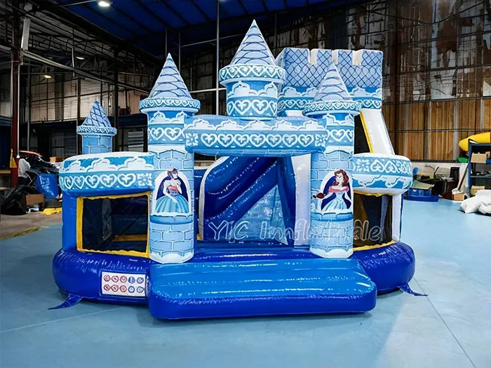 frozen themed inflatable bounce-and-slide attraction detail view