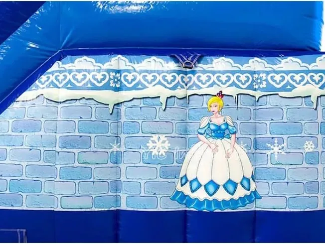 frozen themed inflatable bounce-and-slide attraction detail view