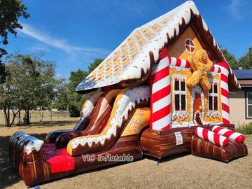 Gingerbread Bounce House with Slide side view
