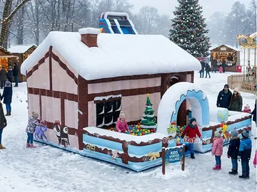 Gingerbread House Bouncy Castle with Slide product image