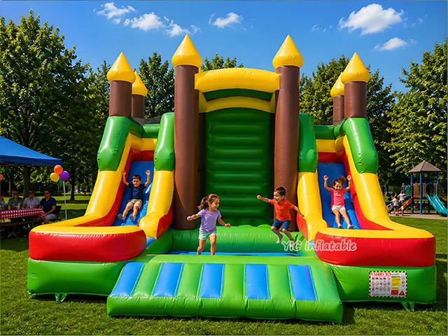 Green Bounce House with Dual Slides product image