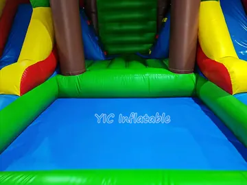 Green Castle Bounce House Combo with Dual Slides detail view