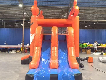 halloween themed inflatable bounce-and-slide attraction detail view