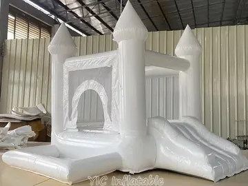 White Indoor Bounce House with Ball Pit play layout