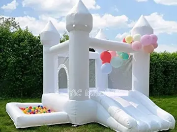 White Indoor Bounce House with Ball Pit detail view