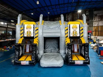 Construction Bounce House with Slide play layout