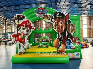paw patrol themed inflatable bounce-and-slide attraction rear view