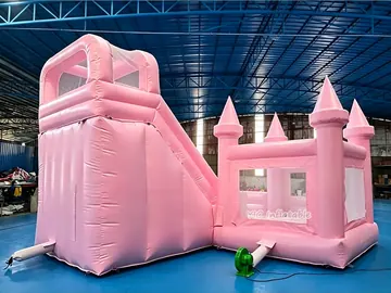 Pink Castle Combo Bounce House detail view