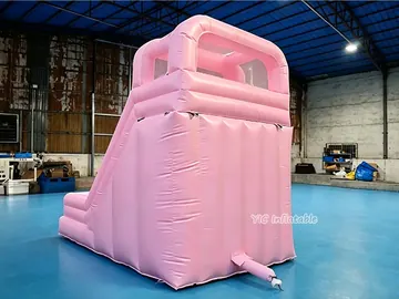 Pink Castle Combo Bounce House commercial attraction view