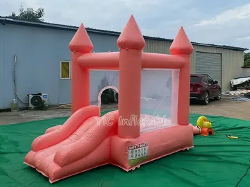 Pink Bounce Castle with Slide detail view