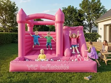 Pink Castle Bounce House front view