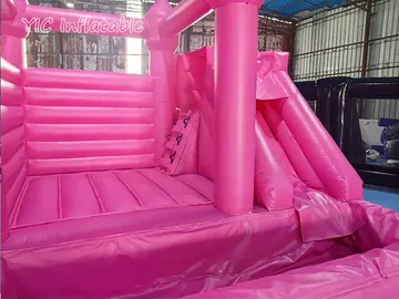 Pink Castle Bounce House commercial attraction view