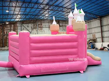 Pink Bounce Castle with Slide for Rental detail view