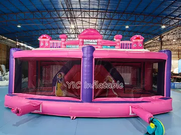 Commercial Pink Princess Castle Bounce House commercial attraction view