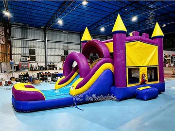 princess themed inflatable bounce-and-slide attraction detail view