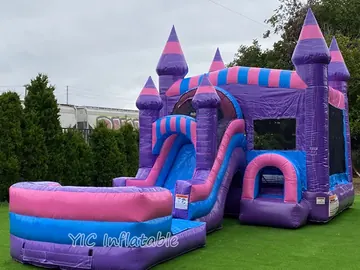Castle Bounce House with Slide and Pool play layout