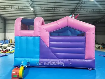 unicorn themed inflatable bounce-and-slide attraction detail view