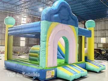 Rainbow Castle Combo Bounce House side view