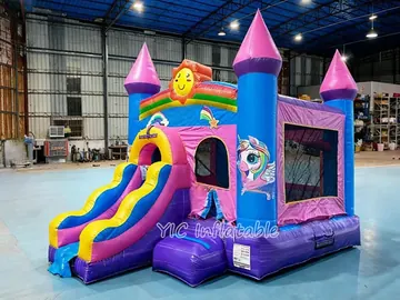 Rainbow Castle Bounce House front view