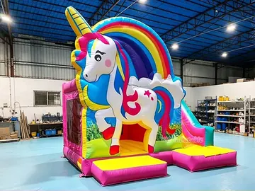 Unicorn Rainbow Bounce House side view