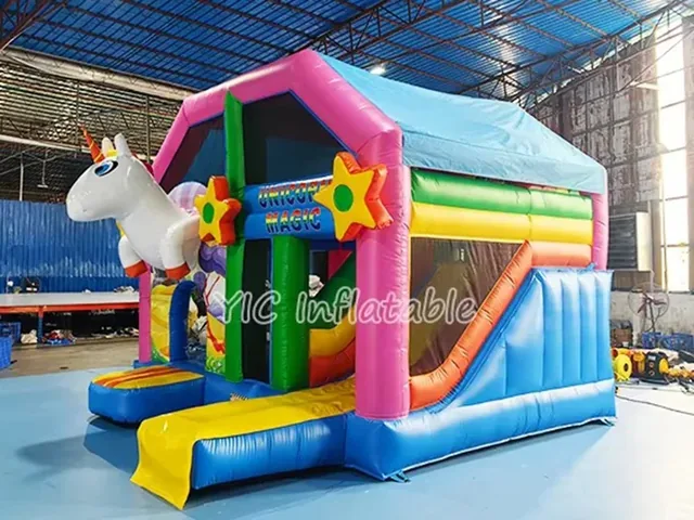 Rainbow Unicorn Bounce House Slide Combo product image